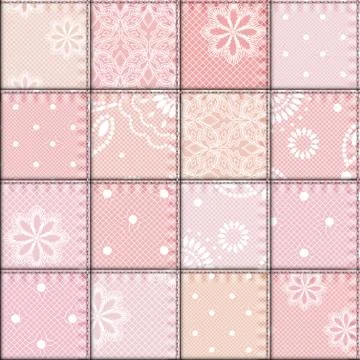 Patchwork of lace fabric Stock Illustration