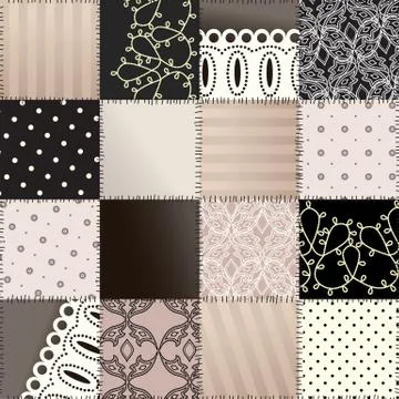 Patchwork with lace Stock Illustration