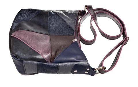 Patchwork leather crossbody bag isolated Stock Photos