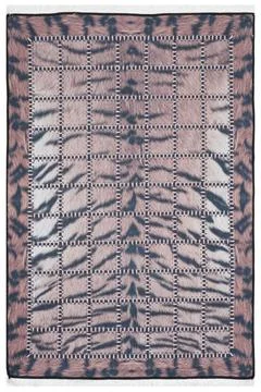 Patchwork leather rug on white background Foto stock