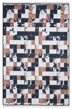 Patchwork leather rug on white background Foto stock