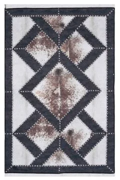 Patchwork leather rug on white background Stock Photos