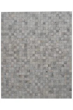 Patchwork leather rug on white background Stockfoto's