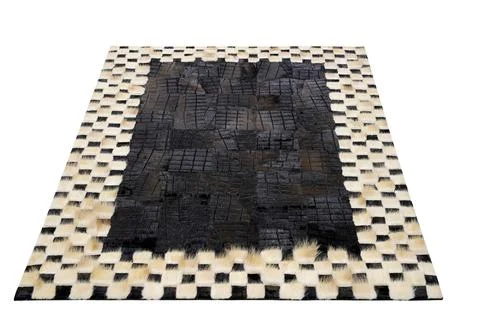 Patchwork leather rug on white background Stock Photos