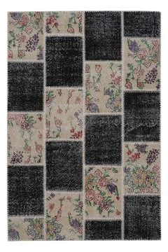 Patchwork leather rug on white background Stock Photos