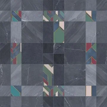 Patchwork made of cement and geometric decoration. Foto stock