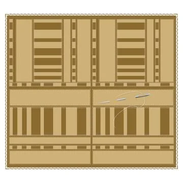 Patchwork made of mustard-colored stripes. Illustrazione stock