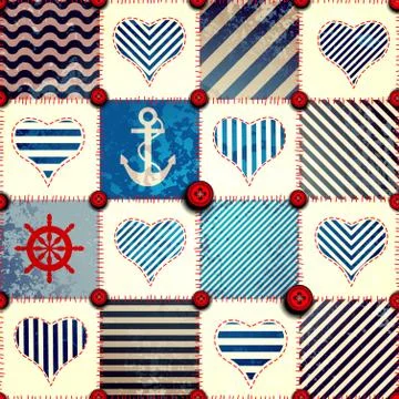 Patchwork in nautical style Stock Illustration
