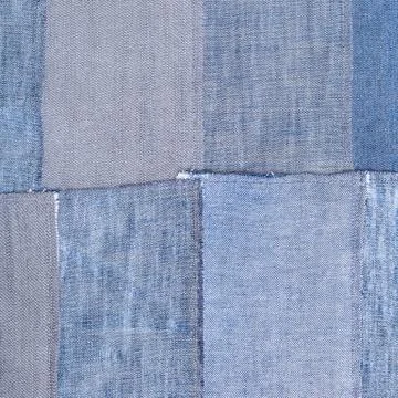 Patchwork from old denim flaps Foto stock
