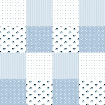 Patchwork pattern in blue colors Stockillustratie