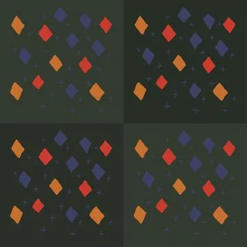Patchwork pattern on dark background 库存插图