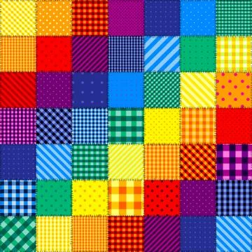 Patchwork pattern of rainbow colors. Illustrazione stock