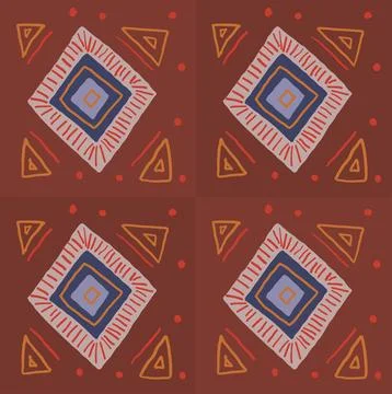 Patchwork pattern on red background Stock Illustration