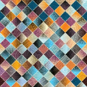 Patchwork pattern from small squares Stock Illustration