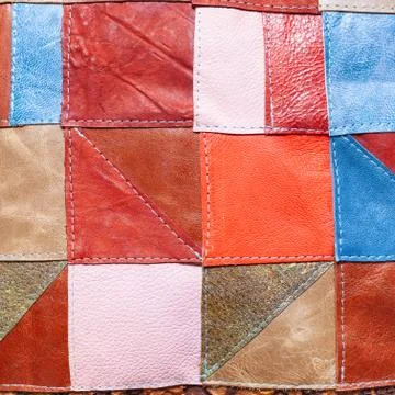 Patchwork pattern from various leather pieces Stock Photos