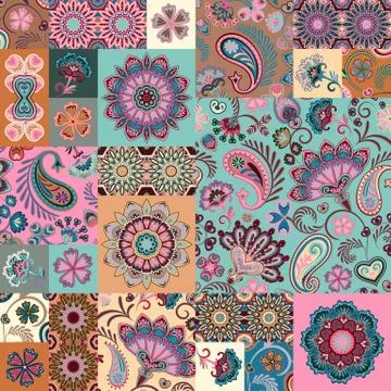 Patchwork pattern. Vintage decorative elements. Hand drawn background. Islam Stock Illustration