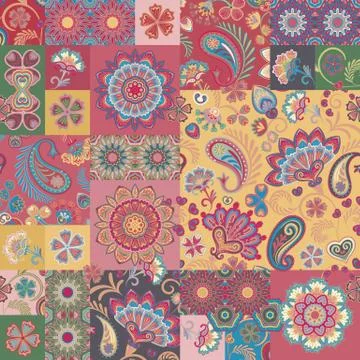 Patchwork pattern. Vintage decorative elements. Hand drawn background. Islam 스톡 일러스트