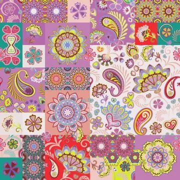 Patchwork pattern. Vintage decorative elements. Hand drawn background. Islam Stock Illustration