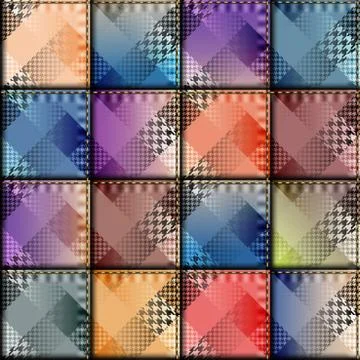 Patchwork of plaid fabric. Stock Illustration