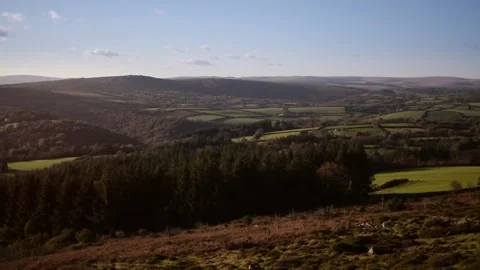 Patchwork quilt moorland landscape views Stock-Footage 142793509