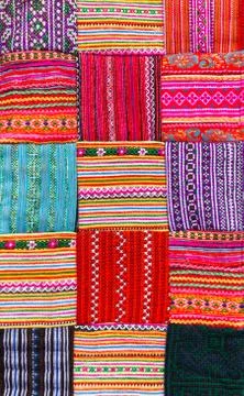A Patchwork quilt in multicolor asian style Stock Photos