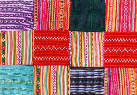 A Patchwork quilt in multicolor asian style Stock Photos