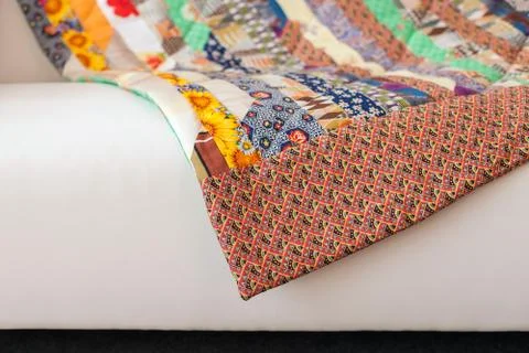 Patchwork quilt. Part of blanket as background Stock-Fotos