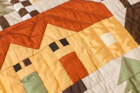 Patchwork quilt. Part of blanket as background Stock Photos