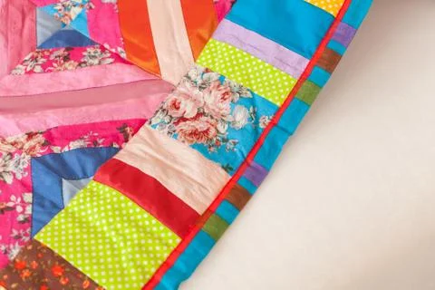 Patchwork quilt. Part of blanket as background Stock Photos