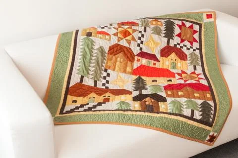 Patchwork quilt. Part of blanket as background Stock-Fotos