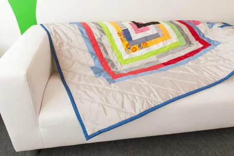 Patchwork quilt. Part of blanket as background Stock Photos