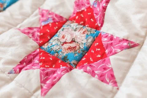 Patchwork quilt. Part of blanket as background Stock Photos