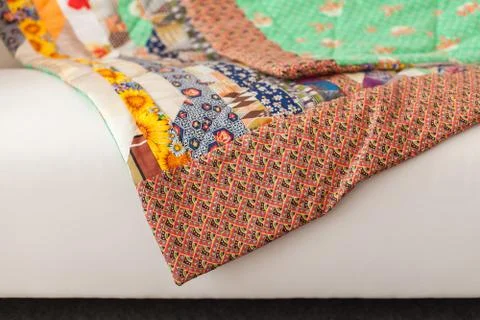 Patchwork quilt. Part of blanket as background Stock Photos