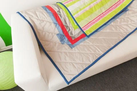 Patchwork quilt. Part of blanket as background Stock Photos