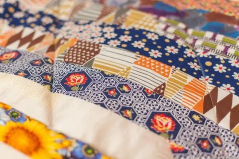 Patchwork quilt. Part of blanket as background Stock Photos