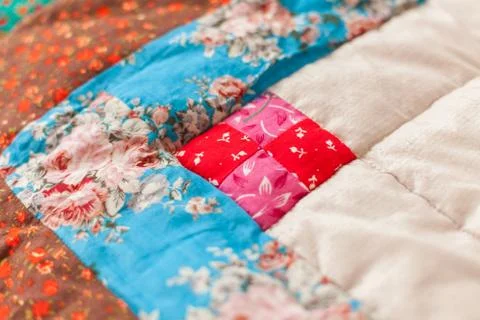 Patchwork quilt. Part of blanket as background Stock Photos