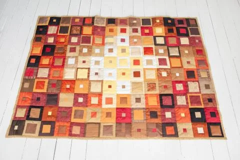 Patchwork quilt. Part of patchwork quilt as background. Handmade. Colorful Stock Photos