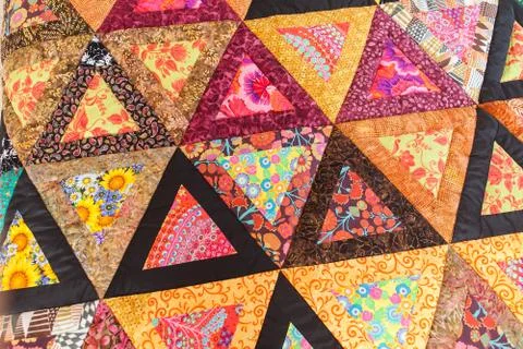 Patchwork quilt. Part of patchwork quilt as background. Handmade. Colorful Stock Photos