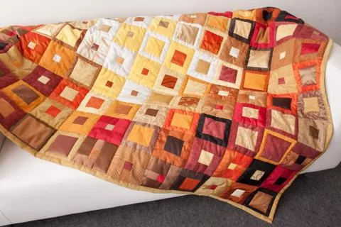 Patchwork quilt. Part of patchwork quilt as background. Handmade. Colorful Foto stock