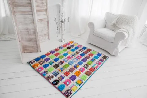 Patchwork quilt. Part of patchwork quilt as background. Handmade. Colorful Stock Photos