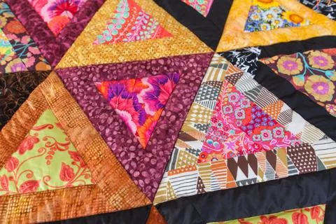 Patchwork quilt. Part of patchwork quilt as background. Handmade. Colorful Foto stock
