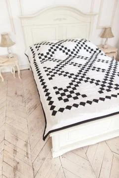 Patchwork quilt. Part of patchwork quilt as background. Handmade. Colorful Stock Photos