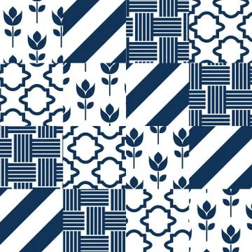 Patchwork quilt vector pattern tiles 库存插图