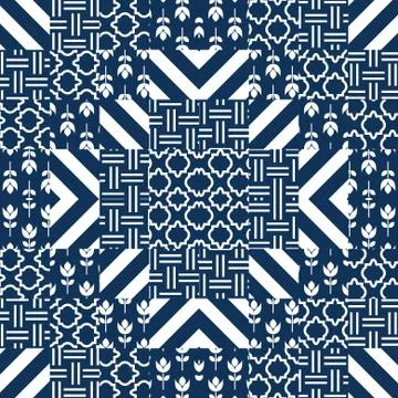 Patchwork quilt vector pattern tiles 스톡 일러스트