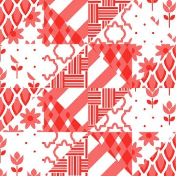 Patchwork quilt vector pattern tiles 스톡 일러스트