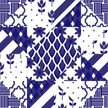 Patchwork quilt vector pattern tiles Stockillustratie