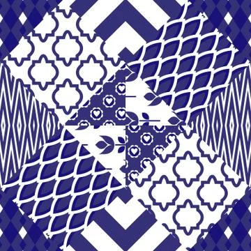 Patchwork quilt vector pattern tiles 库存插图