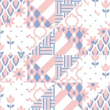 Patchwork quilt vector pattern tiles イラスト素材