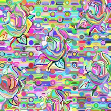 Patchwork Rose Flowers Illustrazione stock