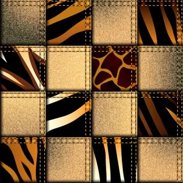 Patchwork in safari style. イラスト素材